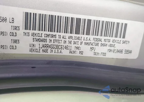 2011 Jeep Grand Cherokee Laredo z USA, uszkodzony, nr VIN 1J4RR4GG3BC614611